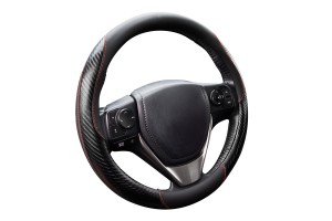 Оплетка руля (M) 37-39см черная карбон экокожа KRAFT KT 800343 KRAFT