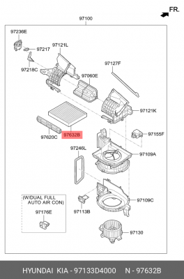 Фильтр салонный KIA Optima IV 2015- 97133-D4000 97133D4000 HYUNDAI KIA