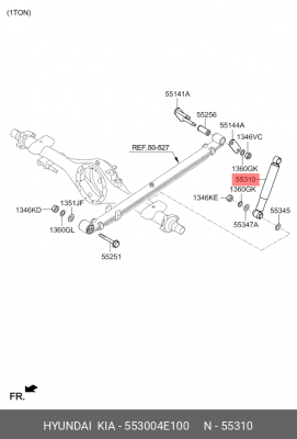 Амортизатор KIA Bongo 3 (06-) (2WD) задний газовый OE 553004E100 HYUNDAI KIA