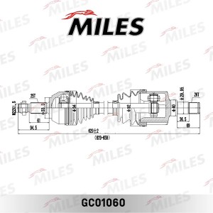 Привод в сборе левый FORD TRANSIT CONNECT 02- (GKN 305035) GC01060 GC01060 MILES