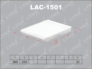 фильтр салона! 260x233x30\ Opel Astra/Zafira all 98> LAC-1501 LYNXAUTO