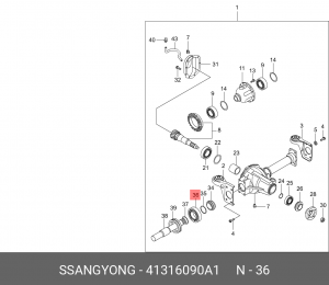 Подшипник полуоси SSANGYONG Actyon (06-),Kyron (05-),Actyon Sports (06-/12-) пер 41316090A1 SSANG YONG
