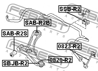 Сайлентблок SUBARU Plug-in Stella (09-) рычага переднего нижнего задний FEBEST SAB-R2B FEBEST