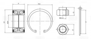 Подшипник ступицы Daewoo Lanos (97-) перед. (кмпл:подш.d72/гайка/кольц.2штю/шпли CS 0572 TRIALLI