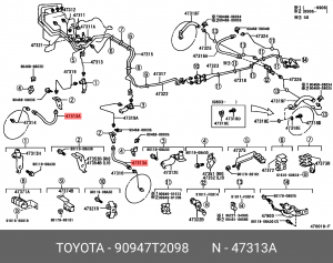 Шланг тормозной 90947-T2098 90947-T2098 TOYOTA
