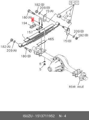стремянка задней рессоры !L=345 \Isuzu 1513711952 ISUZU