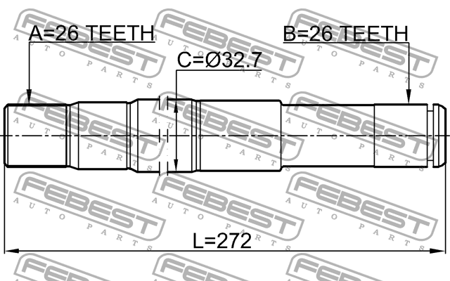 Полуось правая SSANGYONG REXTON 2001-2013 1412-REXRH 1412-REXRH FEBEST