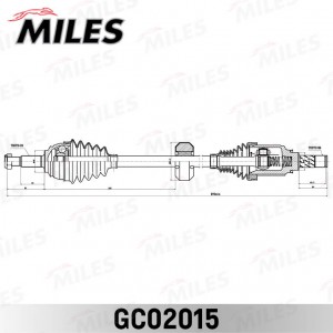 Привод в сборе правый LADA X-RAY 15-/SANDERO II 14- (КПП Renault JR5) (SKF VKJC5 GC02015 MILES