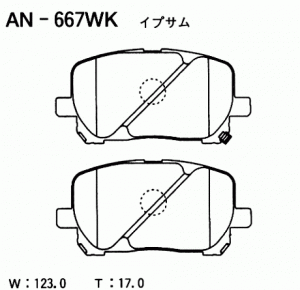 Колодки тормозные дисковые передние ПОДХОДЯТ ДЛЯ Toyota Avensis Verso (M2), Ipsu AN667WK AKEBONO