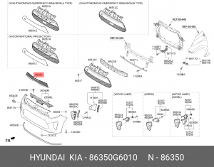 Облицовка радиатора KIA Picanto (17-) (CR COAT`G) OE 86350G6010 HYUNDAI KIA