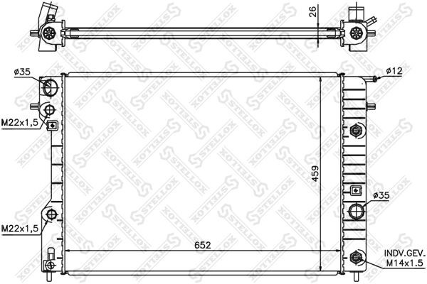 радиатор системы охлаждения!\ Opel Omega B 2,0-2,5 Aut. 94-00 10-25065-SX STELLOX