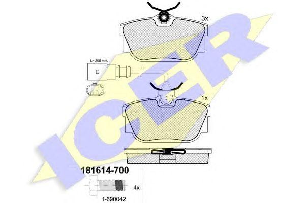 181614-700 колодки дисковые задние !\ VW T4 1.9-2.5i/TDi 90-03 181614700 ICER