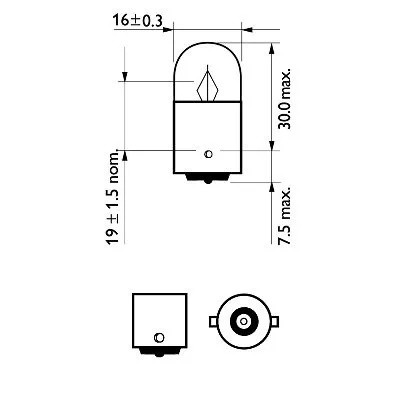 Лампа 12V R5W BA15s блистер (2шт.) Long Life Eco Vision PHILIPS 12821LLECOB2 PHILIPS
