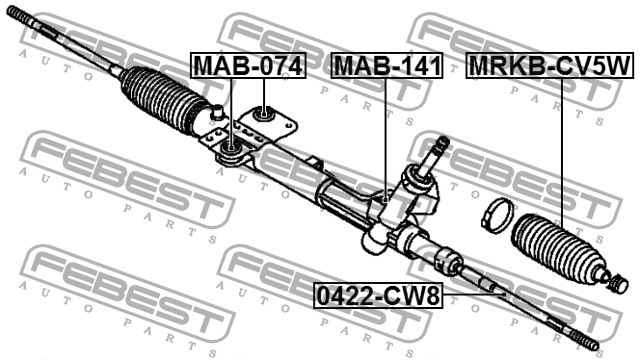 сайлентблок рулевой рейки \MITSUBISHI LANCER VIII 1.5 08>, Bifuel 10>, 1.6 MIVEC MAB-141 FEBEST
