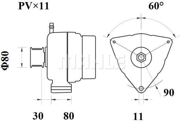 Генератор 28V, 80A MB Actros  камаз-5490 MG 793 MAHLE KNECHT