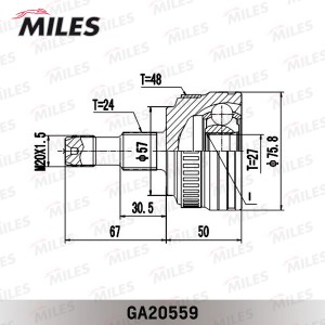 ШРУС наружный левый/правый MERCEDES BENZ A-CLASS (W168) +ABS. GA20559 GA20559 MILES