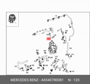 654 078 00 81 Fuel Hose ! \MB A6540780081 MERCEDES BENZ
