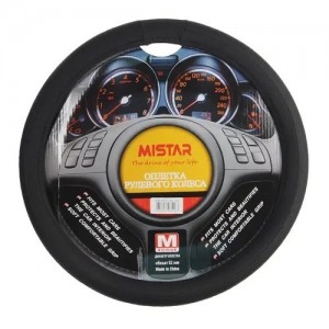 Оплетка руля (M) 37-39см черная кожа MISTAR MIS2014BLT06DBKM MISTAR