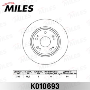 Диск тормозной задний D282мм. HONDA ACCORD 08- (TRW DF4982) K010693 K010693 MILES