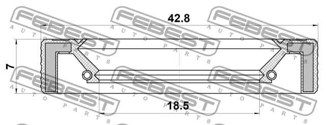 Сальник рулевой рейки 18.5x42.8x7x7 KIA SORENTO 2002-2006 95LAY-20420707X 95LAY-20420707X FEBEST