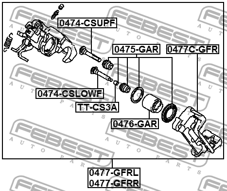 Суппорт тормозной задний прав MITSUBISHI OUTLANDER 2012- 0477-GFRR 0477-GFRR FEBEST