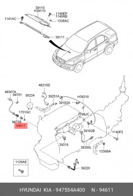 Адаптер HYUNDAI Porter 2,Starex H-1 KIA Bongo 3 (2.5) датчика давления масла OE 947554A400 HYUNDAI KIA