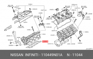 прокладка ГБЦ правая!\ Nissan Murano II (Z51) 3.5 VQ35DE 08> 11044-9N01A NISSAN
