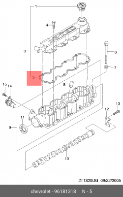 Прокладка крышки клапанной CHEVROLET Lanos (8V) OE 96181318 GENERAL MOTORS