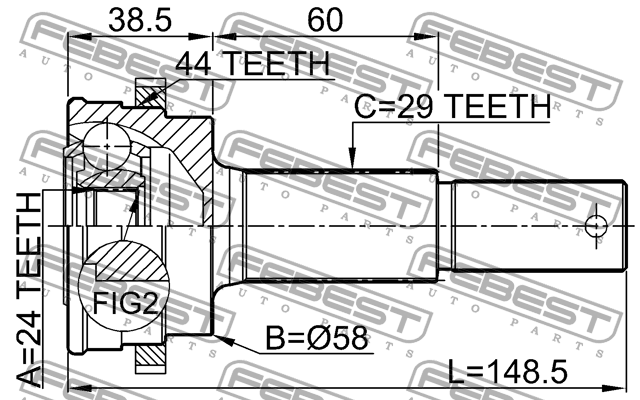 ШРУС 0210-T30RA44 0210-T30RA44 FEBEST