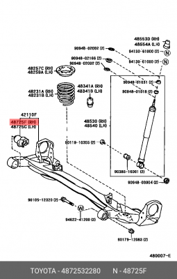 сайлентблок задней балки!\ Toyota Corolla CE120/NZE12/ZZE12 00-08 48725-32280 TOYOTA