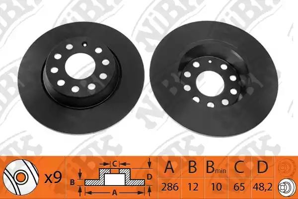 Диск тормозной VW Passat (05-),Tiguan AUDI A3 SKODA Superb (08-) задний (1шт.) N RN1227 NIBK