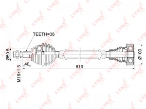 привод правый!\ Skoda Octavia A7 1.2TSi 13> CD-1136 LYNXAUTO