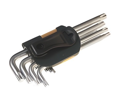 Набор ключей TORX T10-Т50 Г-образных удлиненных 9 предметов с держателем ROCKFOR RF5098L ROCK FORCE