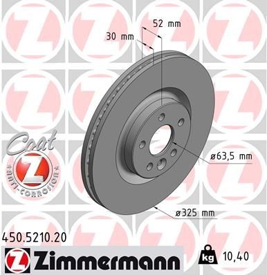 диск тормозной !перед. 325x30/52-5x108 \ Land Rover Discovery Sport 14> 450.5210.20 ZIMMERMANN
