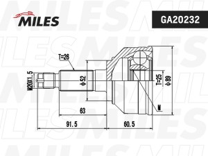 ШРУС наружный MAZDA 626 2.0/2.0D 83-87 (GKN 301069) GA20232 GA20232 MILES
