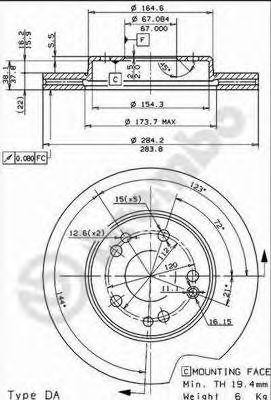 09.4869.34 диск тормозной передний!\MB S124/W124/W201 2.3-3.0TD <98 09486934 BREMBO