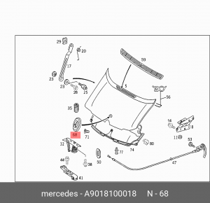 Mercedes-Benz,ЭМБЛЕМА ФИРМЕННАЯ КАПОТА A 901 810 00 18 A 901 810 00 18 MERCEDES BENZ