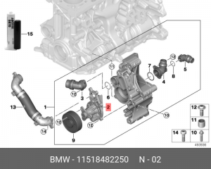 Насос водяной BMW 3 (G21) OE 11 51 8 482 250 BMW