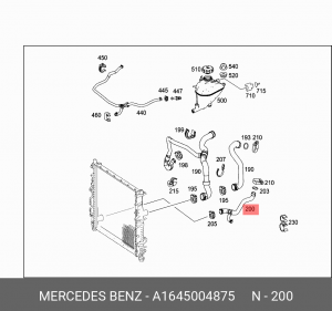 Патрубок MERCEDES GL (X164) системы охлаждения OE A 164 500 48 75 MERCEDES BENZ