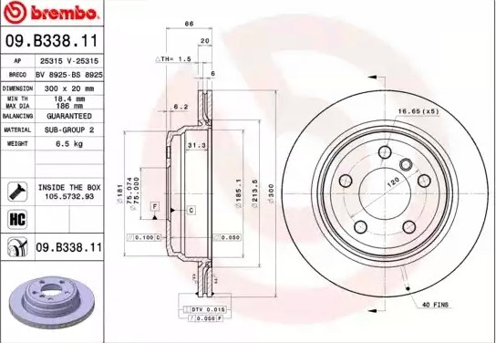 Диск тормозной 09.B338.11 09.B338.11 BREMBO