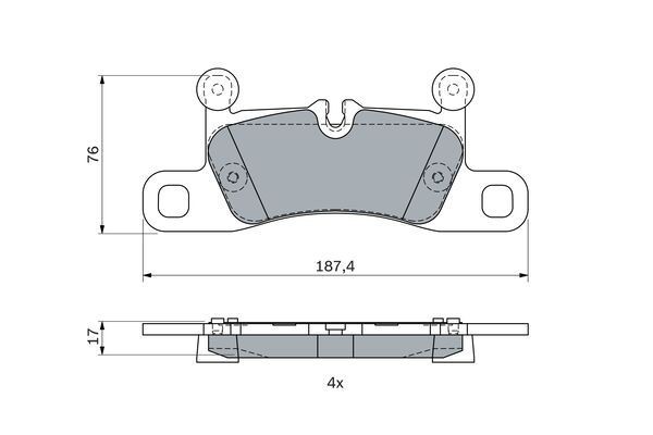 PORSCHE CAYENNE (2003>)TOUAREG (2010>) 187,4x76x17ММ / PF4394 - с датчиком 0986495371 BOSCH
