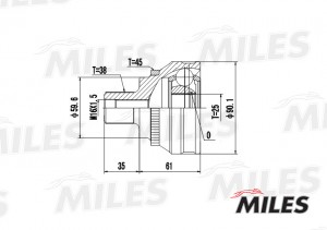 ШРУС наружный AUDI 100 1.8-2.4D 82-90 (с ABS) (GKN 301075) GA20003 GA20003 MILES