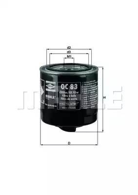 Фильтр масляный OC83 MAHLE KNECHT