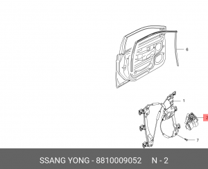 Мотор-редуктор стеклоподъемника SSANGYONG Actyon (06-),Kyron (05-) передний левы 8810009052 SSANG YONG