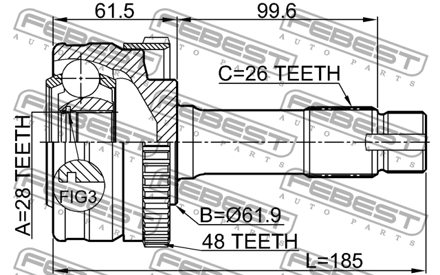 ШРУС внешний MERCEDES W463 1992-2018 1610-463A48 1610-463A48 FEBEST