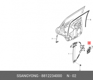 Мотор-редуктор стеклоподъемника SSANGYONG Actyon (10-) задний правый OE 8812234000 SSANG YONG