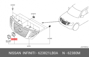 МОЛДИНГ РЕШЕТКИ РАДИАТОРА, 62382-1LB0A NISSAN