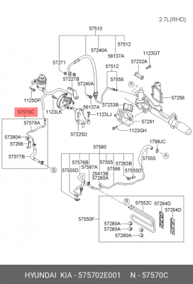 Шланг HYUNDAI Tucson (04-06) гидроусилителя руля ОЕ 575702E001 HYUNDAI KIA
