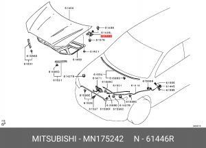 петля капота! правая\ Citroen, Mitsubishi, Peugeot MN175242 MITSUBISHI