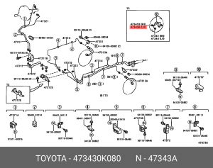ТРУБКА МАСЛЯНАЯ МЕТАЛЛ 47343-0K080 47343-0K080 TOYOTA